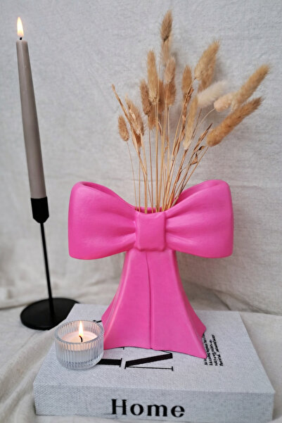 Vescarri مزهرية زخرفية بشريط - تصميم عصري مع تفاصيل فيونكة - 21 سم