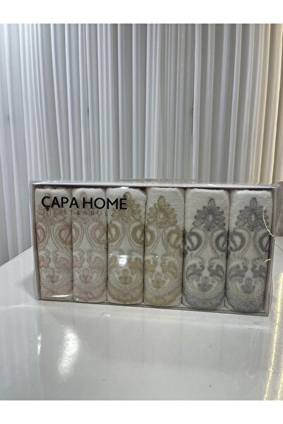 Çapa Home Dantel Çeyizlik %100 Pamuk 6’lı Havlu Seti