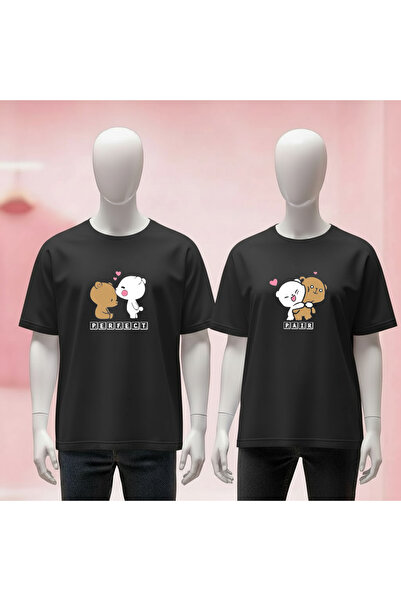 Vordevia Dear Couple Combination Printed Crew Neck Wide Fit Unisex Tshirt