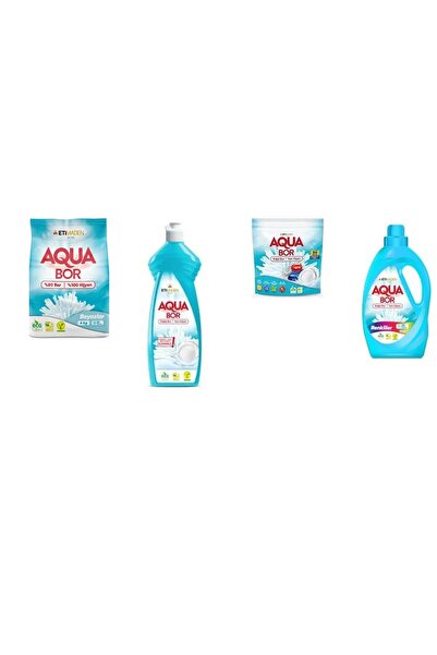 Aquabor معدن طبيعي 4 كجم أبيض + غسول يدوي + أقراص + ألوان سائلة مجموعة من 4 قطع