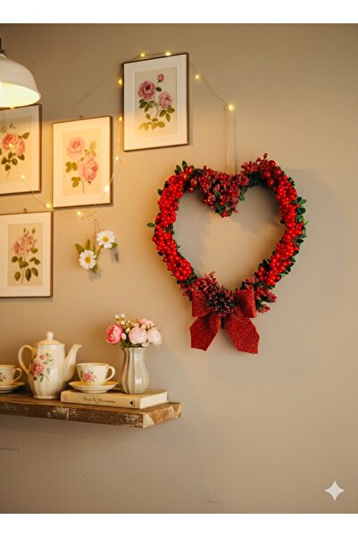 Bukiro Heart Wreath Artificial Flower Decor Orchid Wreath Lover Artificial Fl...