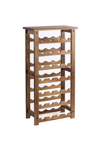 TOSKI Wine Bottle Holder, Acacia Wood, 28 Bottles, Modular, 26 x 47 x 94 cm