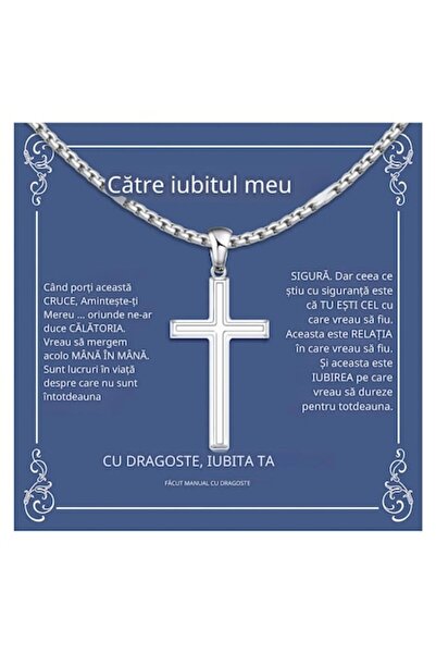 Vu VU100 Cross Necklace for Men, Stainless Steel, Minimalist Jewelry, Valenti...