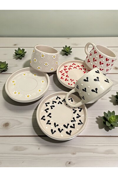 Artistic Quality Decorative Black - Red Heart and Daisy Embroidered, Embossed...