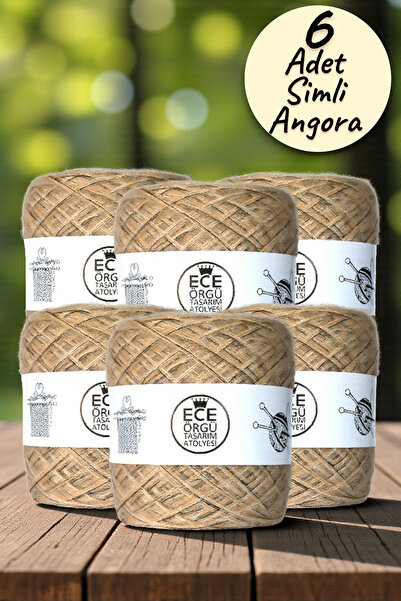 Ece Örgü Tasarım Atölyesi 3 sloja peskasto bež Angora sa mešavinom crne i zla...