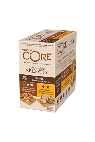 CORE عبوة متعددة من علب دجاج وكبد دجاج (4 علب)، دجاج وديك رومي (4 علب) في صلص...