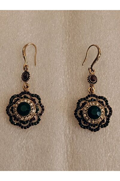 Butik Tülin أقراط متدلية مصنوعة يدويًا من الحجر الطبيعي باللون البرونزي والكر...
