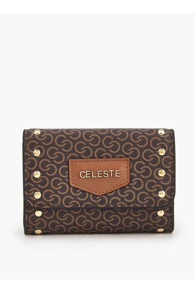 Celeste Stud Embellished Wallet with Button Closure