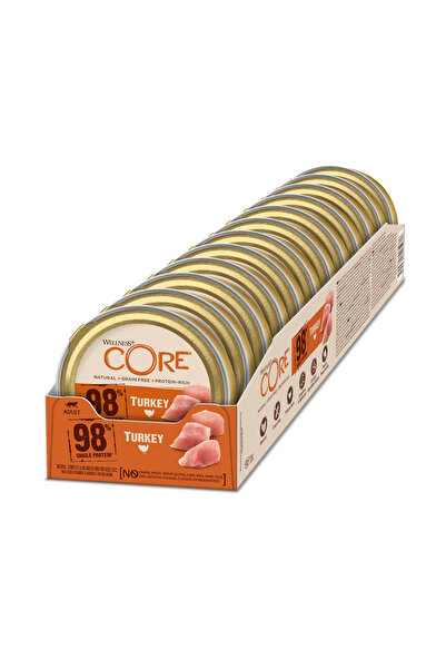 CORE طعام رطب للقطط بنكهة الديك الرومي، 98% بروتين، 85 غرام، عبوة من 12 قطعة