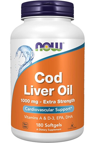 Now Foods Cod Liver Oil, 1000 mg, 180 Softgels