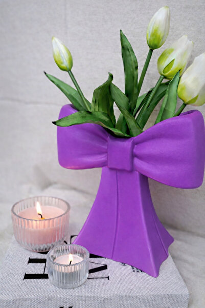 Vescarri Ribbon Decorative Vase – Modern Design with Bow Detail - 21 cm