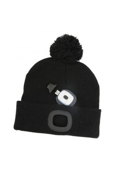 Evelise Caciula cu lampa de cap, 4 x SMD LED, model Craciun, negru, USB, 60 l...