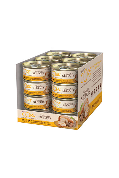 CORE علب سيجنتشر سيليكتس من الدجاج المفتت وكبد الدجاج في صلصة للقطط، 79 غرام،...