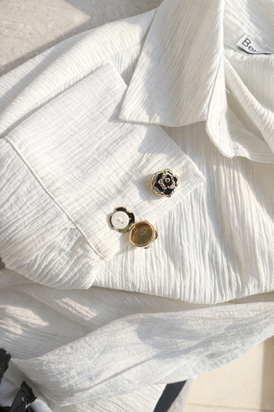 HOUSEKİ Gold Kaplama Renkli Çiçek Kol Düğmesi Düğün & Özel Gün Aksesuarı Cuff...