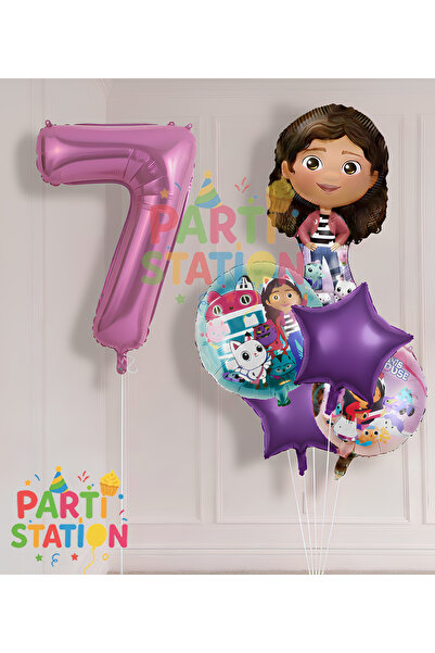 Parti Station Gabby Dollhouse 7 Year Old Concept Birthday Party Balloon Set