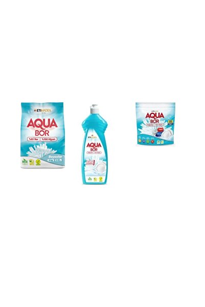 Boron أكوا بور معدن طبيعي 4 كجم أبيض + غسالة أطباق يدوية + مجموعة أقراص من 3 قطع