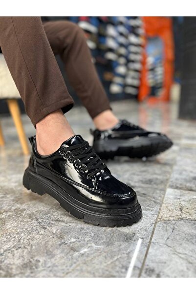 Arda Kuback Akb-702 Men's Charcoal Patent Leather Casual Shoes