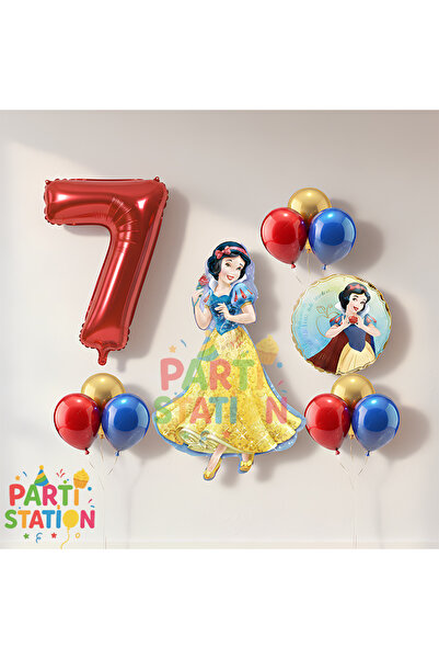 Parti Station Pamuk Prenses 7 Yaş Doğum Günü Balon Seti - 11 Parça Konsept Fo...