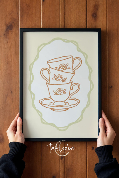 tablodea Masă estetică pentru cafea cu ilustrații cu căni de cafea TD Pintere...