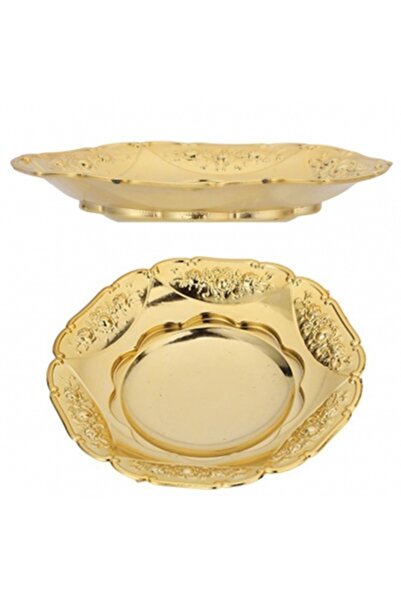 Decoratiuni Dulci Round golden plastic tray, 10cm tray