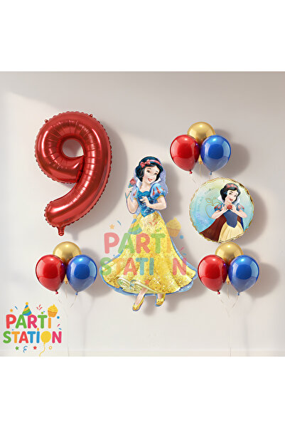 Parti Station Pamuk Prenses 9 Yaş Doğum Günü Balon Seti - 11 Parça Konsept Fo...