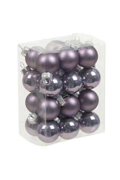 Decoratiuni Dulci Set 24 globuri din sticla lila, 2 modele 2.5cm