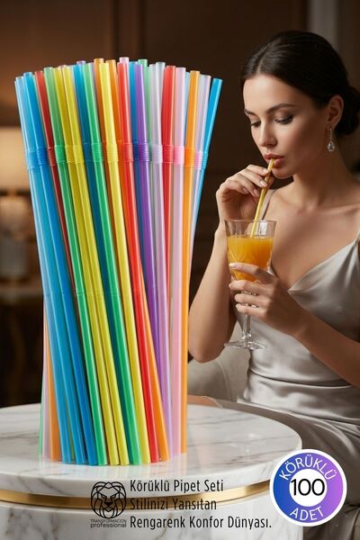 Transformacion سلسلة قوس قزح: مجموعة من 100 شفاطة مشروبات فاخرة مرنة - طقم عر...