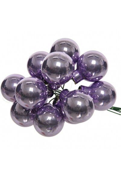 Decoratiuni Dulci Glossy purple glass spheres 2.5cm, set of 12, Decoris