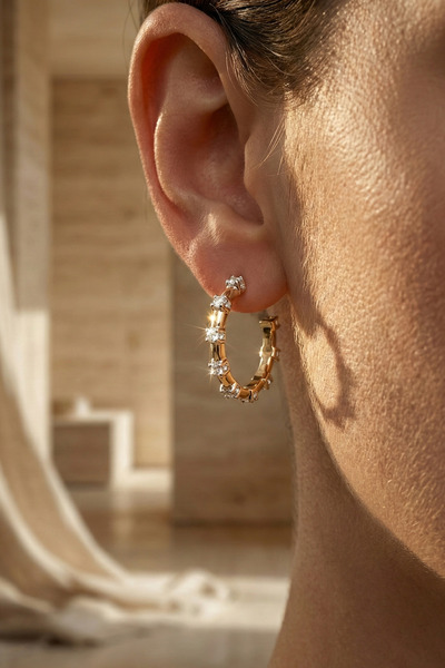 Rua Jewelry Özel Seri Pirinç Rodyum Kaplama Küpe | 14 Ayar Altın Renk | Karar...