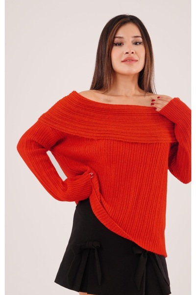 Butik Karaca tricotaj de damă pulover tricotat supradimensionat cu guler badi...