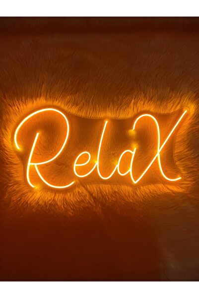 dekoraven Relax Yazılı Neon LED Tabela dekoratif ışık dekor(70x35cm)