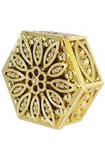 Decoratiuni Dulci Cutie hexagonala baroque flower aurie, caseta 6cm