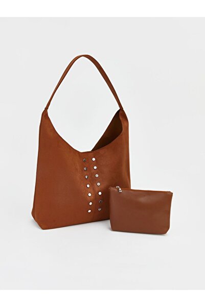 LC Waikiki حقيبة كتف ومحفظة من جلد الغزال من موكا تروك