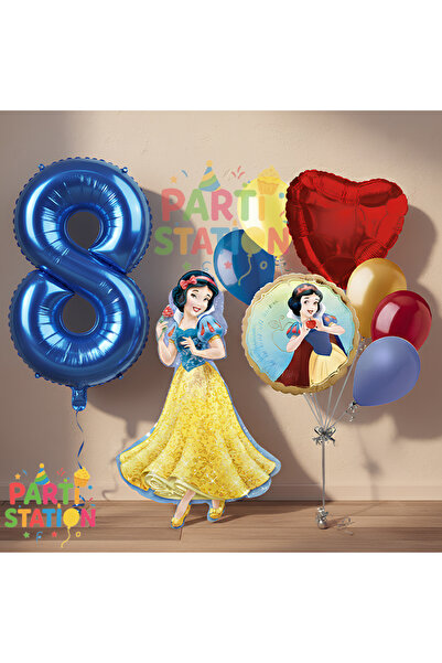 Parti Station Pamuk Prenses Konsept 8 Yaş Doğum Günü Balon Seti