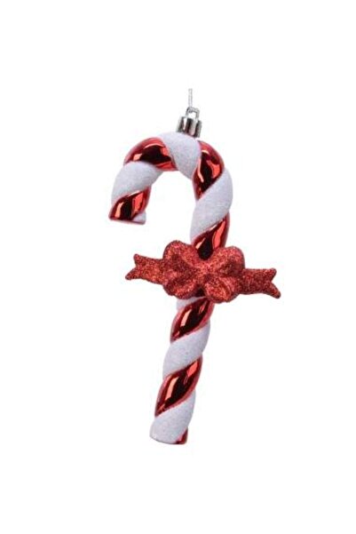 Decoratiuni Dulci Glob decor Craciun candy cane cu fundita rosie 14cm Decoris