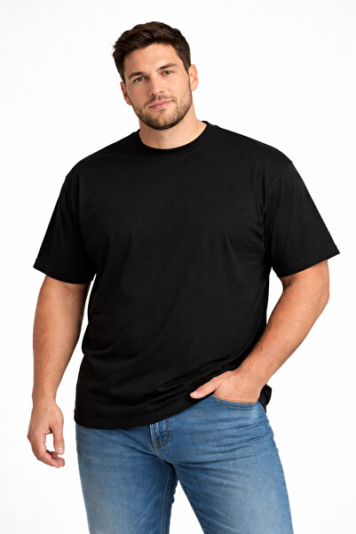 BELGER Men's Battle Size Cotton Lycra Zero Collar Basic T-Shirt Set of 3 (2 B...