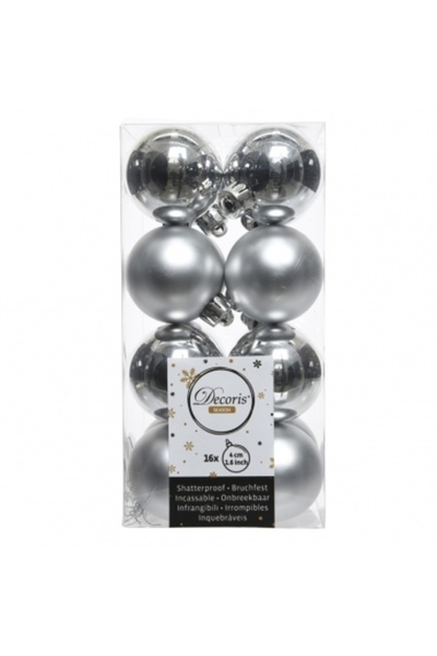 Decoratiuni Dulci Комплект от 16 различни нечупливи сребърни коледни топки 4 ...