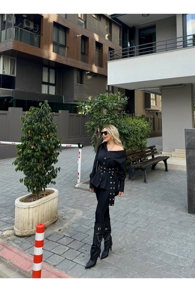 Yasmin Butik Staple Detailed Belted Shirt