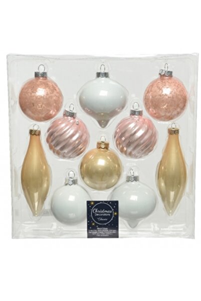 Decoratiuni Dulci Box of 10 premium glass Christmas balls for tree decoration...