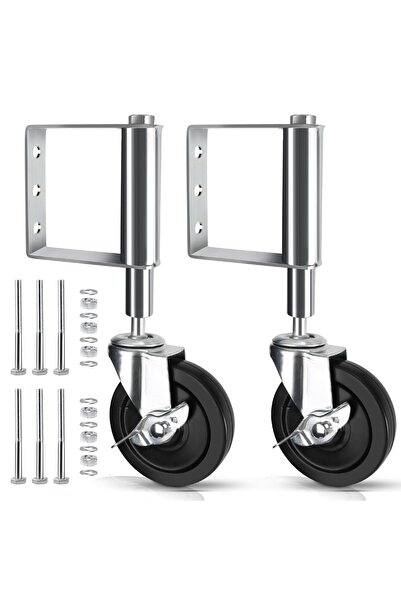 Mucek Swivel Wheels Set of 2, 100mm, 125kg Capacity, Steel, for Heavy Gates