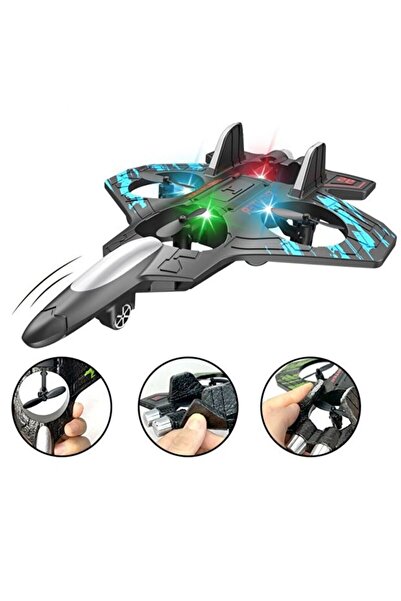 EGOMONİİ Led Işıklı Sarjlı Uçak Drone 4 Turbofan Motor 360° Dönüş 2,4 Ghz Kum...