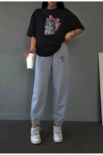 YK WEAR ΣΕΤ ΦΟΡΜΑΣ ΜΕ ΣΧΕΔΙΟ ΧΑΡΙΤΩΜΕΝΗΣ ΓΑΤΑΣ ΓΙΑ ΓΥΝΑΙΚΕΣ / ΚΟΡΙΤΣΙΑ