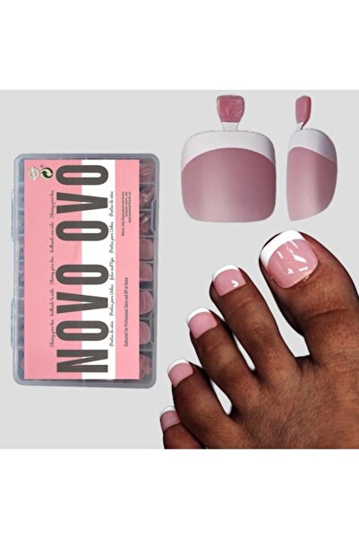 Комплект от 360 изкуствени нокти за крака, NOVO OVO, мек гел за пълно покритие, цвят розов BERRY