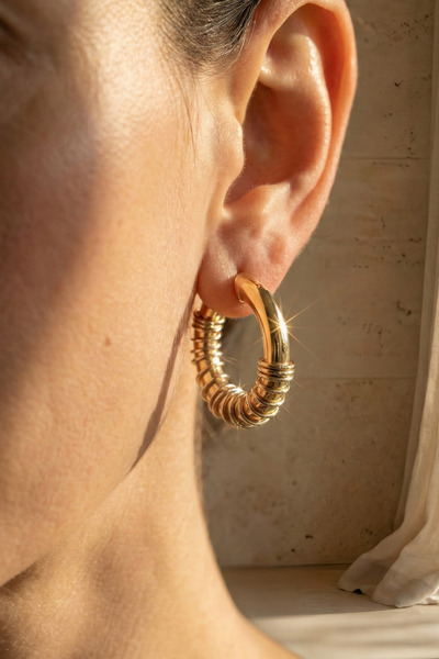 Rua Jewelry Özel Seri Pirinç Rodyum Kaplama Küpe | 14 Ayar Altın Renk | Karar...