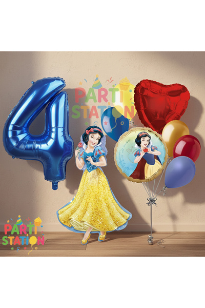 Parti Station Pamuk Prenses Konsept 4 Yaş Doğum Günü Balon Seti