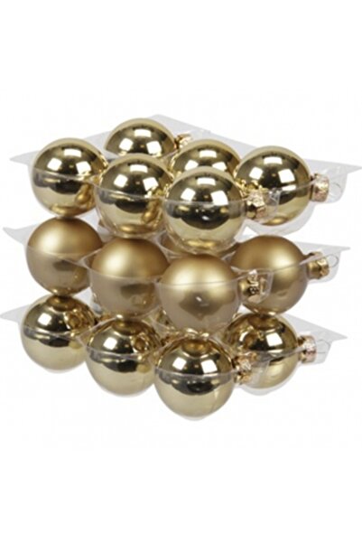 Decoratiuni Dulci Комплект от 18 матови + лъскави златни стъклени глобуса 4 см