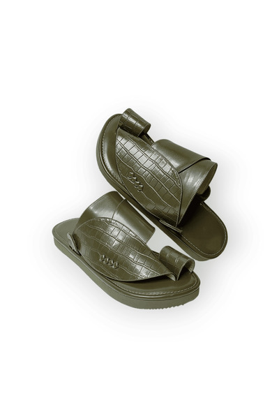 chic najd Oriental olive-colored shoes with a crocodile pattern, size 41