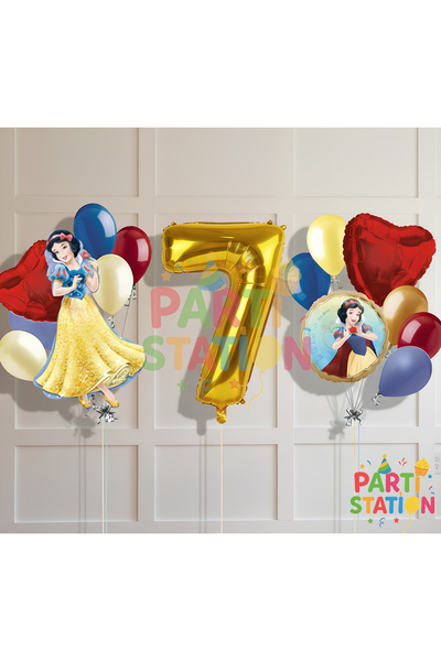 Parti Station مجموعة بالونات عيد الميلاد لعمر 7 سنوات بتصميم سنو وايت