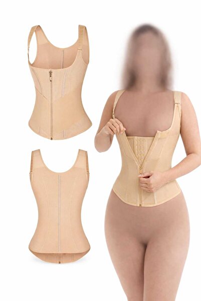 Fstyle Elastic mesh waist trainer with wide straps – V-Series compression wai...