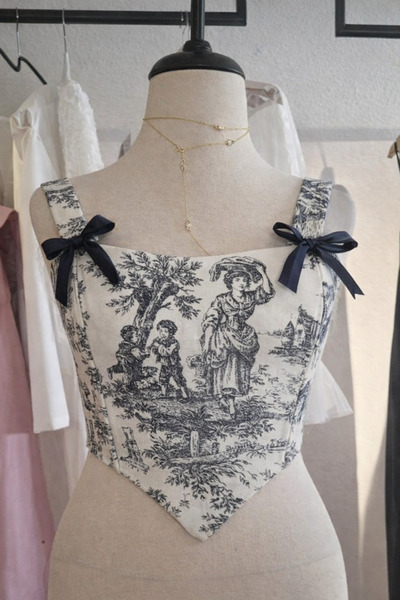 KARDELEN YAPALI Vintage Desenli Fiyonk Askılı Büstiyer Crop Top Kadın